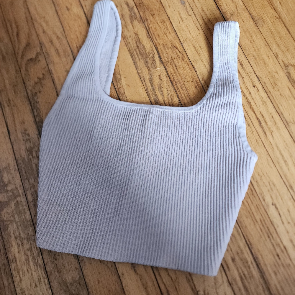 Babaton Nude Ribbed Crop Top